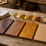 مقایسه انواع روغن چوب روی نمونههای چوبی با پوششهای متفاوت